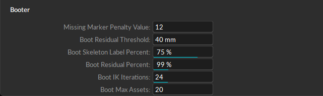 A screenshot of the standard and advanced settings available in the Booter section of the Live Pipeline settings. 
